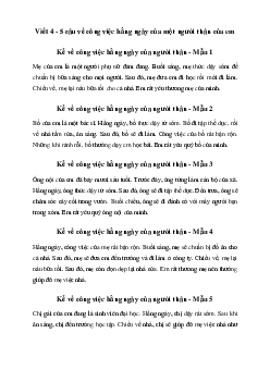 Tập làm văn lớp 2: Viết 4 - 5 câu về công việc hằng ngày của một người thân của em | Chân trời sáng tạo