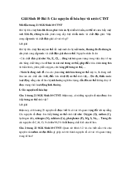 Giải Sinh 10 Bài 5: Các nguyên tố hóa học và nước | Chân trời sáng tạo