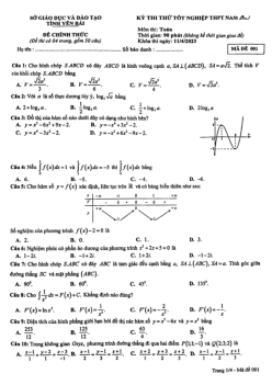 Đề thi thử THPT Quốc gia năm 2023 môn Toán Sở GD&ĐT Yên Bái