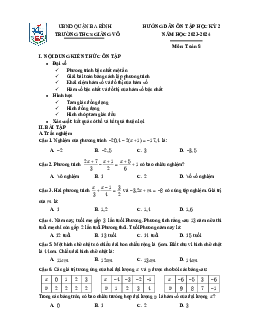 Đề cương học kỳ 2 Toán 8 năm 2023 – 2024 trường THCS Giảng Võ – Hà Nội