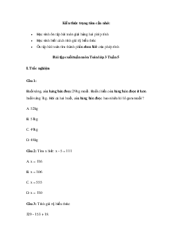 Bài tập cuối tuần Toán lớp 3 Chân trời sáng tạo - Tuần 5