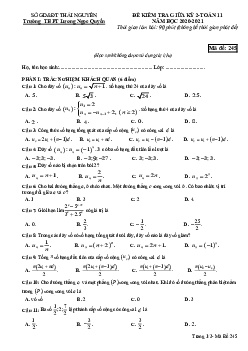 Đề thi giữa kỳ 2 Toán 11 năm 2020 – 2021 trường Lương Ngọc Quyến – Thái Nguyên