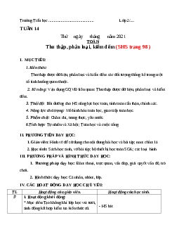 Giáo án Toán 2 sách Chân trời sáng tạo (cả năm) | Tuần 14 | Tiết 5