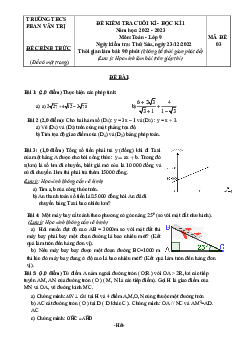 Đề cuối kì 1 Toán 9 năm 2022 – 2023 trường THCS Phan Văn Trị – TP HCM