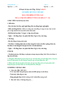 Bài: Mùa đông ở vùng cao  Tuần 22 Tiết 5, 6  | Giáo án Tiếng Việt 2 học kì 2| Chân trời sáng tạo