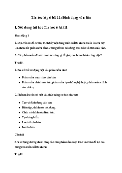 Giải Tin học 6 Bài 11: Định dạng văn bản | Kết nối tri thức