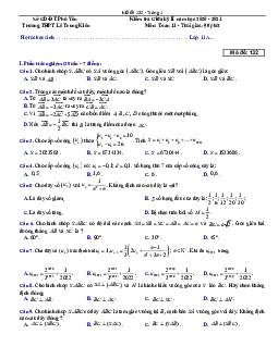 Đề giữa kỳ 2 Toán 11 năm 2020 – 2021 trường THPT Lê Trung Kiên – Phú Yên