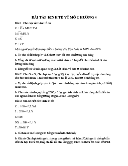 BÀI TẬP KINH TẾ VĨ MÔ CHƯƠNG 4 | Kinh tế vi mô | Đại học Khoa học Xã hội và Nhân văn, Đại học Quốc gia Thành phố HCM
