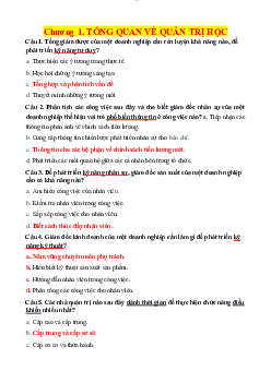Bộ đề cương trắc nghiệm ôn tập môn Quản trị học số 2 có đáp án