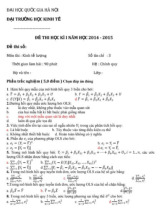 Kinh Tế Lượng 1: Đề Thi Học Kỳ I Năm Học 2014-2015. Môn Kinh tế lượng | Đại học Văn Hiến.