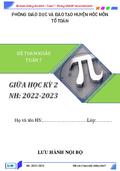 Đề tham khảo giữa kỳ 2 Toán 7 năm 2022 – 2023 phòng GD&ĐT Hóc Môn – TP HCM
