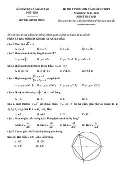 Đề tuyển sinh lớp 10 THPT năm 2019 – 2020 môn Toán sở GD&ĐT Phú Thọ