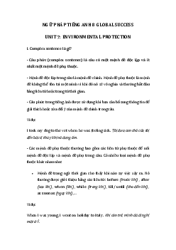 Ngữ pháp Unit 7 lớp 8 Environmental protection Global success