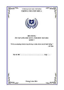 Đề cương giữa kì 2 Toán 7 năm 2023 – 2024 trường THCS Phú Diễn A – Hà Nội