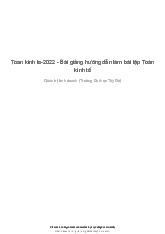 Bài giảng hướng dẫn làm bài tập Toán kinh tế | Đại học Tây Đô