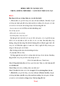 TOP 10 đề đọc hiểu ôn tập học kỳ 2 Ngữ Văn 6 Chân trời sáng tạo (có đáp án)