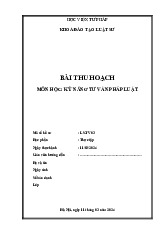 Bài thu hoạch đàm phán về hợp tác đầu tư Công ty VMK | Môn Tư vấn kỹ năng - Học viện Tư pháp
