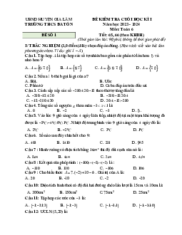 Đề cuối học kì 1 Toán 6 năm 2023 – 2024 trường THCS Đa Tốn – Hà Nội