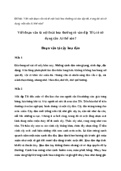 Viết đoạn văn miêu tả vẻ đẹp của một loài hoa thường có vào ngày Tết ở địa phương em Tiếng việt 4| Chân trời sáng tạo