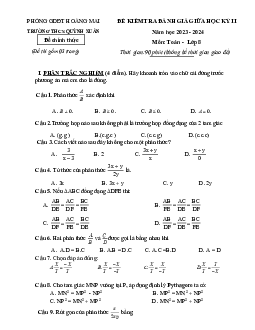 Đề thi giữa học kì 2 Toán 8 năm 2023 – 2024 trường THCS Quỳnh Xuân – Nghệ An