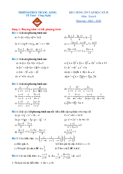Đề cương học kỳ 2 Toán 8 năm 2022 – 2023 trường THCS Thăng Long – Hà Nội