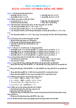 Bài 36 Sơ lược về Nike- Kẽm- Chì- Thiếc hóa học 12 (có đáp án)