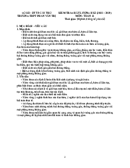 Đề kiểm tra HK2 Toán 11 năm 2018 – 2019 trường Phan Văn Trị – Cần Thơ