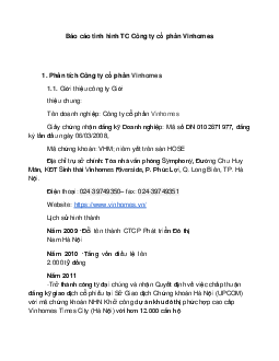 Báo cáo tình hình Tài Chính Công ty cổ phần Vinhomes | Tài chính doanh nghiệp 1 | Học viện Ngân Hàng