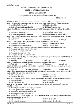 Đề thi thử THPT Quốc gia 2024 lần 3 môn Lịch sử - Mã đề 524 trường THPT Đội Cấn, Vĩnh Phúc