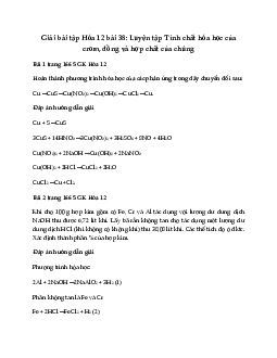 Giải bài tập Hóa 12 bài 38: Luyện tập Tính chất hóa học của crom, đồng và hợp chất của chúng