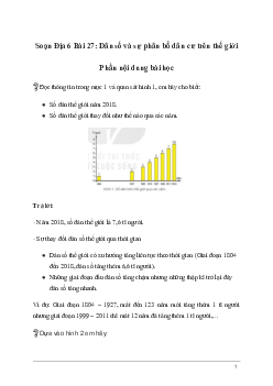 Giải Địa lí 6 Bài 27: Dân số và sự phân bổ dân cư trên thế giới | Kết nối tri thức