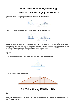 Giải Toán 6 Bài 5: Hình có trục đối xứng | Cánh diều