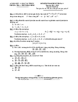 Đề kiểm tra định kỳ tháng 9 năm học 2017 – 2018 môn Toán 10 trường THCS – THPT Khai Minh – TP. HCM