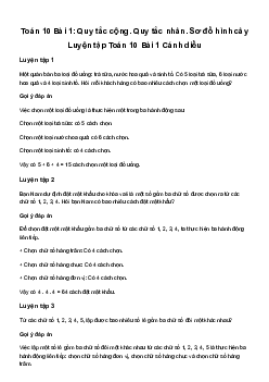 Giải Toán 10 Bài 1: Quy tắc cộng. Quy tắc nhân. Sơ đồ hình cây | Cánh diều