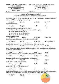 Đề học kỳ 1 Toán 7 năm 2023 – 2024 phòng GD&ĐT Mỹ Hào – Hưng Yên