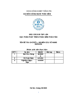 Báo cáo bài tập lớn - Nghiên cứu về Name Service | Học viện Nông nghiệp Việt Nam