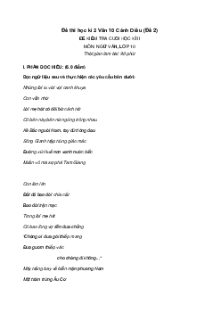 Đề thi học kì 2 lớp 10 môn Ngữ văn sách Cánh Diều năm 2023 - Đề 2
