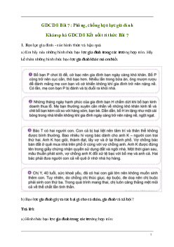 Giải GDCD 8 Bài 7: Phòng, chống bạo lực gia đình | Kết nối tri thức