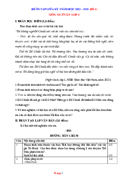 Đề ôn tập giữa học kì 1 Ngữ Văn 6 năm 2022-2023 (có đáp án)-Đề 4