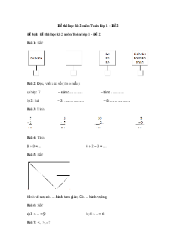 Đề thi học kì 2 môn Toán lớp 1 sách Cùng học để phát triển năng lực - Đề 2