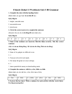 Giải Tiếng anh 11 Workbook Unit 5 5B Grammar | Friends Global