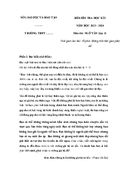 Đề thi học kì 2 môn Ngữ văn lớp 11 năm 2023 - 2024 (Sách mới) | Kết Nối Tri Thức Tạo đề 2