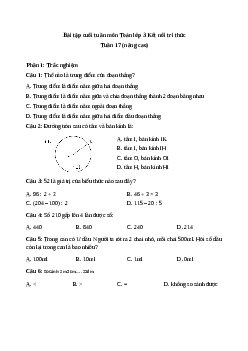 Phiếu bài tập cuối tuần lớp 3 môn Toán - Tuần 17 (nâng cao) | Kết nối tri thức