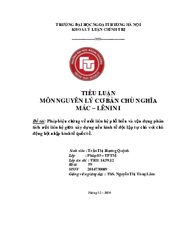 Tiểu luận Triết học: "Phép biện chứng về mối liên hệ phổ biến"