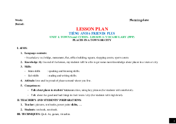 Giáo án Tiếng Anh 6 sách Friends Plus Unit 1