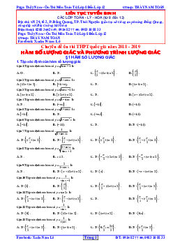 Bài tập trắc nghiệm hàm số lượng giác và phương trình lượng giác – Lê Xuân Nam