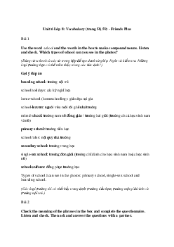 Giải Tiếng Anh 8 Unit 6: Vocabulary | Friends Plus