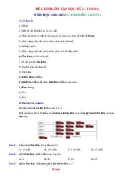 Đề cương ôn thi Toán 6 HK2 năm 2022 kết nối tri thức và cánh diều