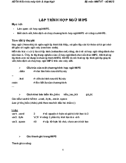 Tóm tắt lý thuyết Lập trình hợp ngữ MIPS