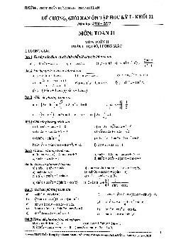 Đề cương ôn tập học kỳ 1 Toán 11 năm 2018 – 2019 trường Trần Hưng Đạo – Hà Nội